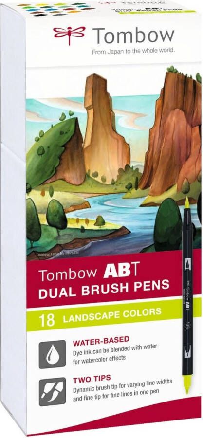 Tombow ABT Dual-Brush tekenpennen Natuur kleuren Set van 18
