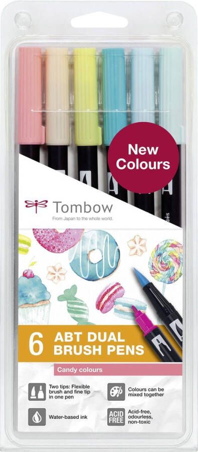 Tombow dual Brush Tombow Brush pen ABT Dual Brush Pen Set off 6 Candy Colours