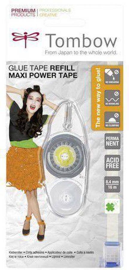 Tombow navulling voor Maxi Power Glue tape permanent-blister 19-PR-IP 8 4 mmx16 mtr
