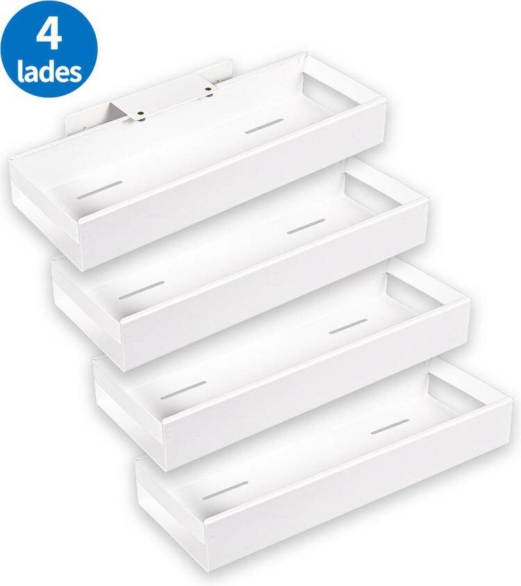 TomorrowNow Gootsteenkast Organizer Schuiflades Keukenkast Organizer 12 5cm Set van 4 Wit