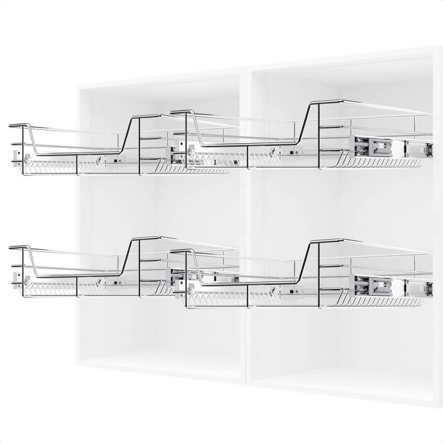 TomorrowNow Keukenkast Organizer met Antislipmat en Ladeverdeler Set van 4 Gootsteenkast Organizer