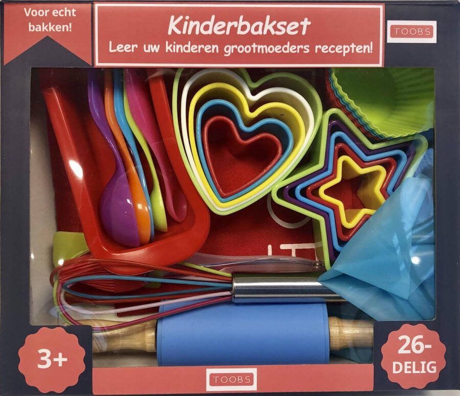 TOOBS Kado Tip! Kinderbakset van 26-delig Voor echt bakken! Grootmoeders recepten Kinder bakset