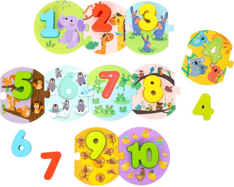 Tooky Toy Houten Speelgoed Getallenpuzzel Educatief Speelgoed 20-delig