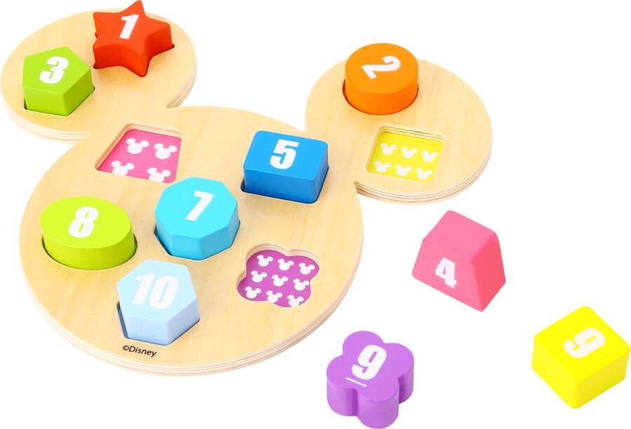 Tooky Toy Mickey Mouse Houten Getallenpuzzel 24 Maanden Educatief Speelgoed 11-delig