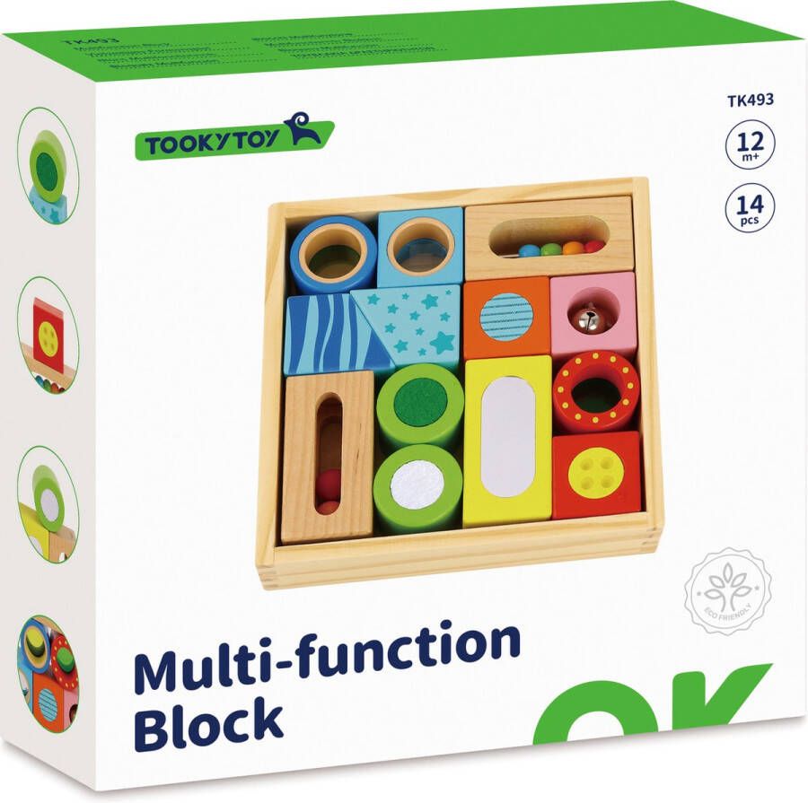 Tooky Toy Multifunctionele Houten Blokken 12 Maanden 14-delig