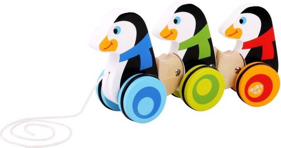 Tooky Toy Trekfiguur Pinguïns 25 X 6 5 X 13 Cm Hout
