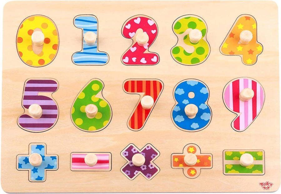 Tooky Toy Vormenpuzzel Cijfers Junior 30 X 22 5 Cm Hout 15 Stuks