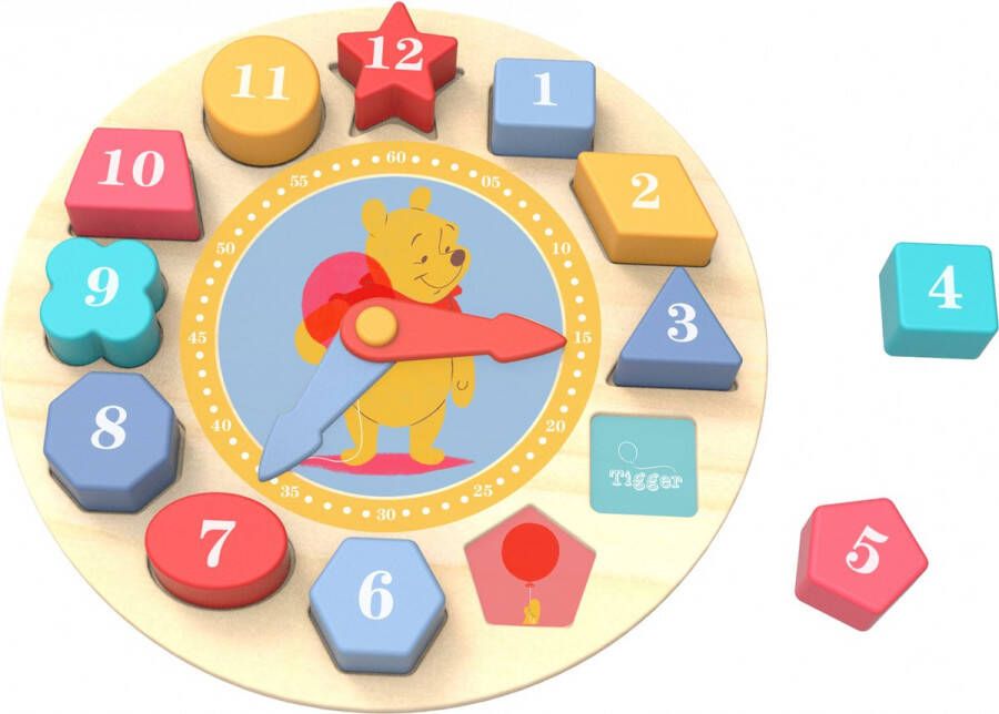 Tooky Toy Winnie The Pooh Educatieve Houten Klokpuzzel Educatief Speelgoed 15-delig