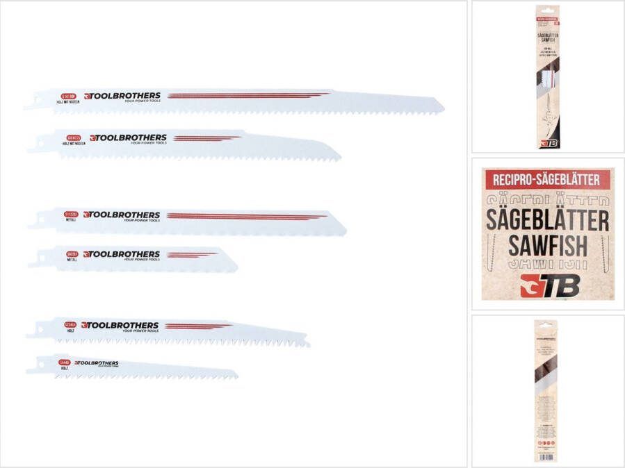 Toolbrothers SAWFISH Reciprozagen 6-delige reciprozaagset HCS BIM voor het bewerken van hout met spijkers metaal & kunststof