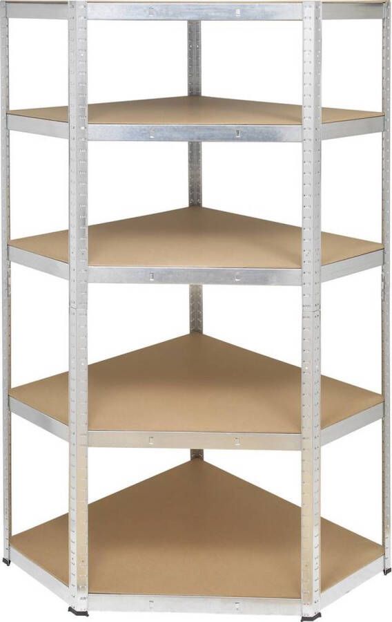 TOOLCRAFT KPW77 Stellingkast hoekmodule 175 kg (b x h x d) 700 x 1800 x 700 mm Metaal MDF Verzinkt Zilver Hout