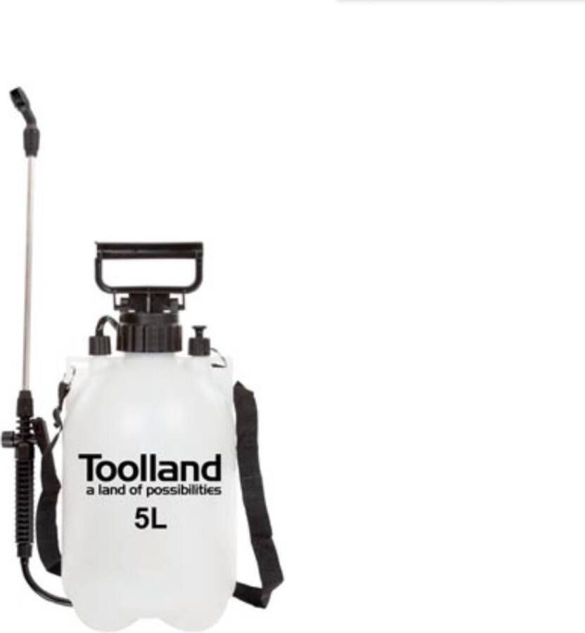 Toolland Drukspuit sproeilans regelbare sproeikop niveau-indicator draagriem 5 liter pompsysteem wit zwart