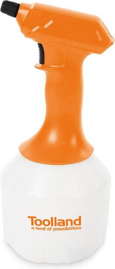 Toolland Drukspuit elektrisch regelbare sproeikop ledindicator 1 liter wit oranje zwart