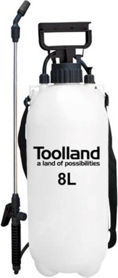 Toolland Drukspuit sproeilans regelbare sproeikop niveau-indicator draagriem 8 liter pompsysteem wit zwart