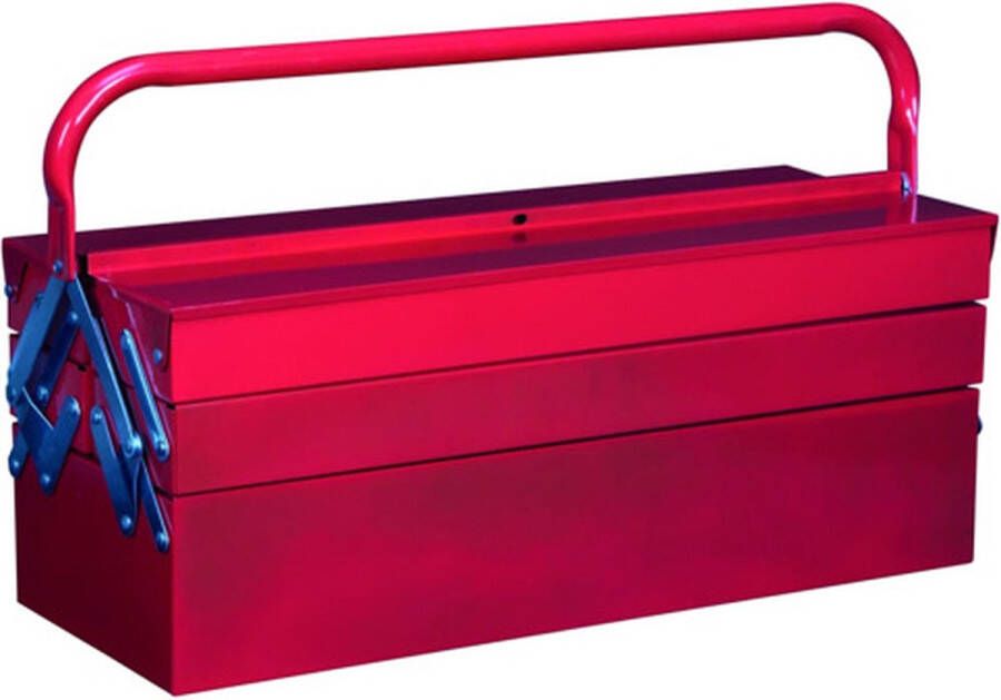 Toolland Gereedschapskist metaal uitklapbaar 5 vakken rood 530 x 200 x 200 mm