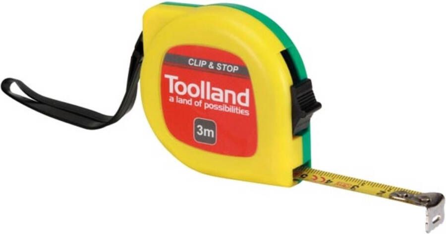 Toolland Handige rolbandmaat met clip en blokkeerknop 3 m