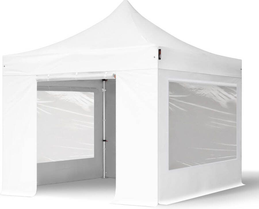 TOOLPORT 3x3 m Easy Up partytent Vouwpaviljoen met zijwanden (2 panorama) PROFESSIONAL alu 40mm wit