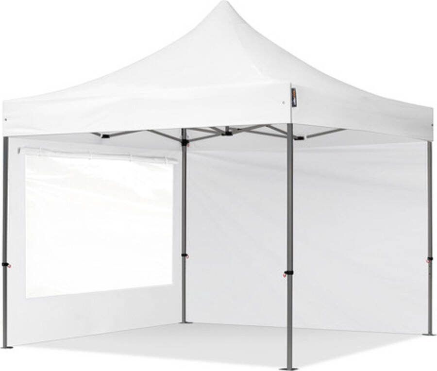 TOOLPORT 3x3 m Easy Up partytent Vouwpaviljoen PREMIUM staal 40mm met zijwanden (panorama) wit