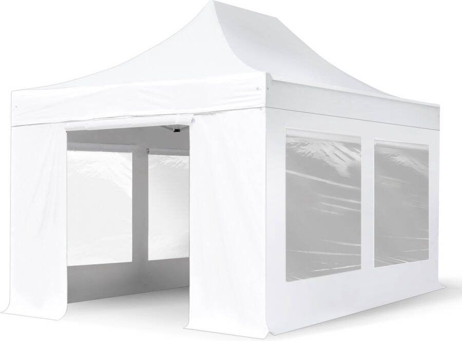 TOOLPORT 3x4 5 m Easy Up partytent Vouwpaviljoen met zijwanden (4 panorama) PROFESSIONAL alu 40mm wit