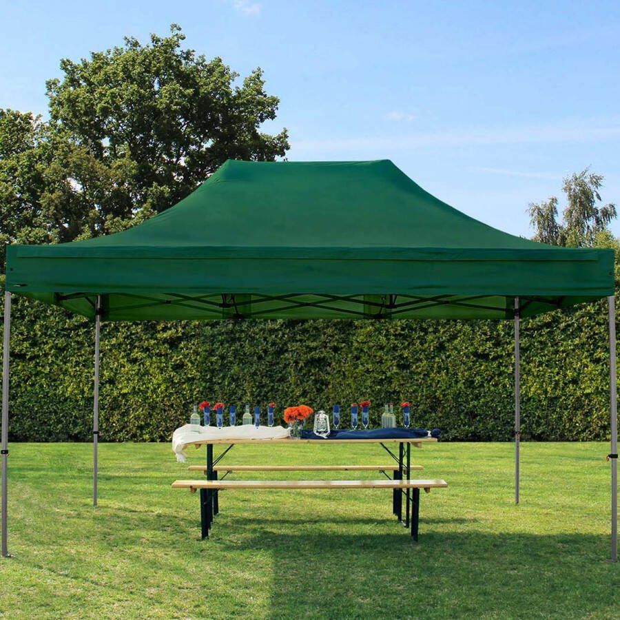 TOOLPORT 3x4 5 m Easy Up partytent Vouwpaviljoen PREMIUM staal 40mm donkergroen