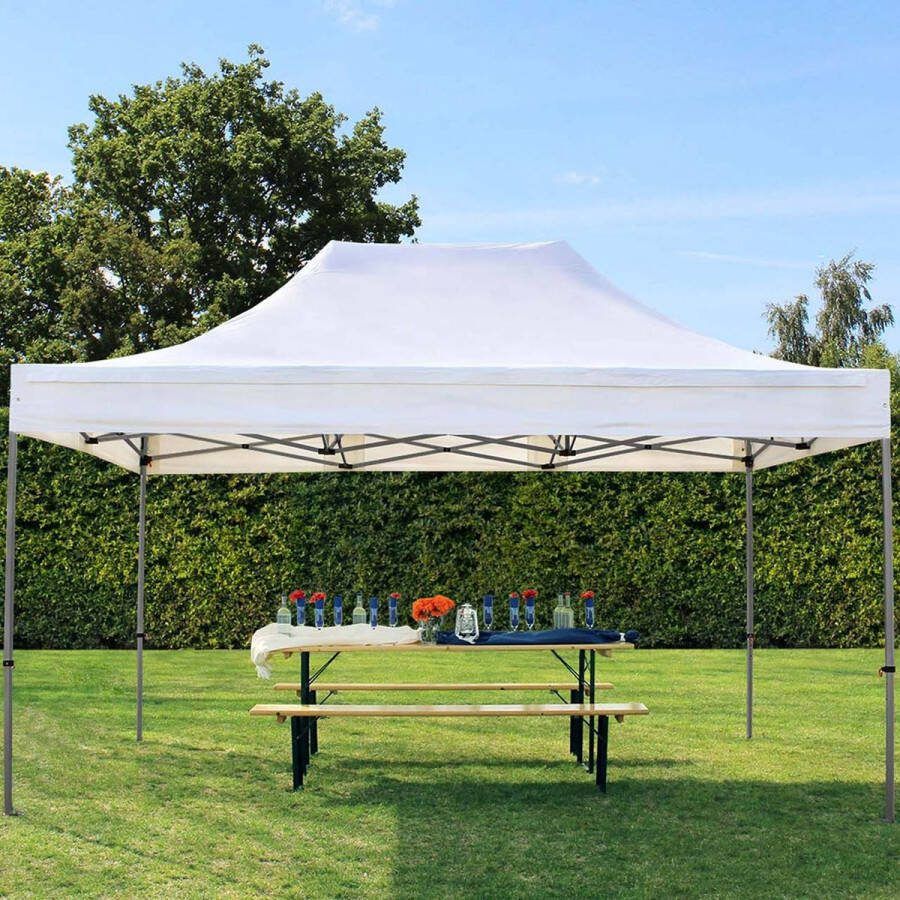 TOOLPORT 3x4 5 m Easy Up partytent Vouwpaviljoen PREMIUM staal 40mm wit