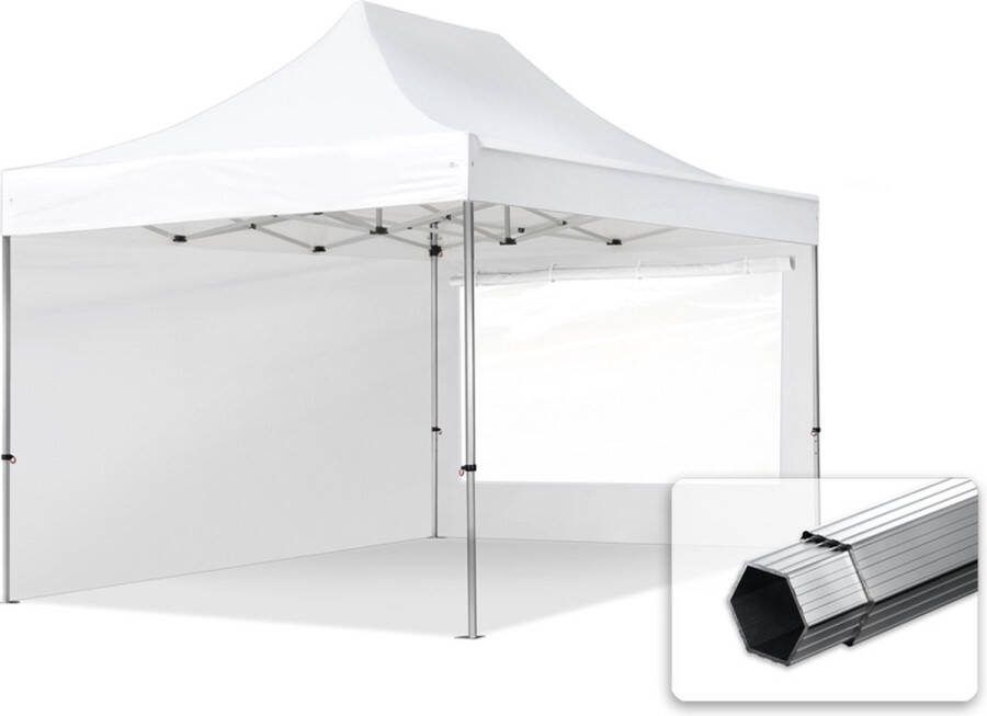 TOOLPORT 3x4 5 m Easy Up partytent Vouwpaviljoen PROFESSIONAL alu 40mm met zijwanden (panorama) wit