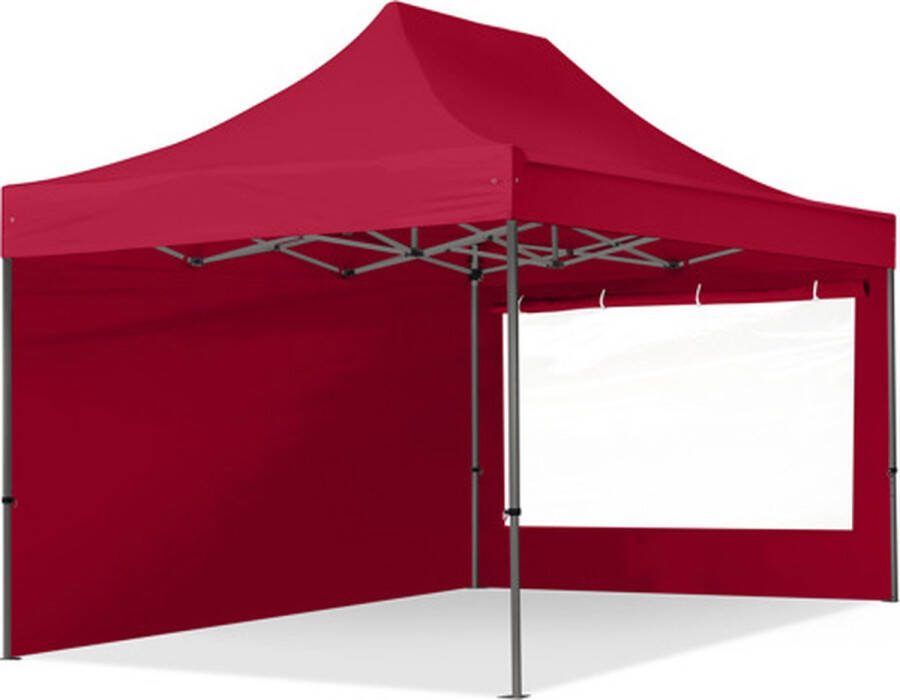 TOOLPORT 3x4 5m Easy Up partytent Vouwpaviljoen PREMIUM staal 40mm met zijwanden (panorama) rood