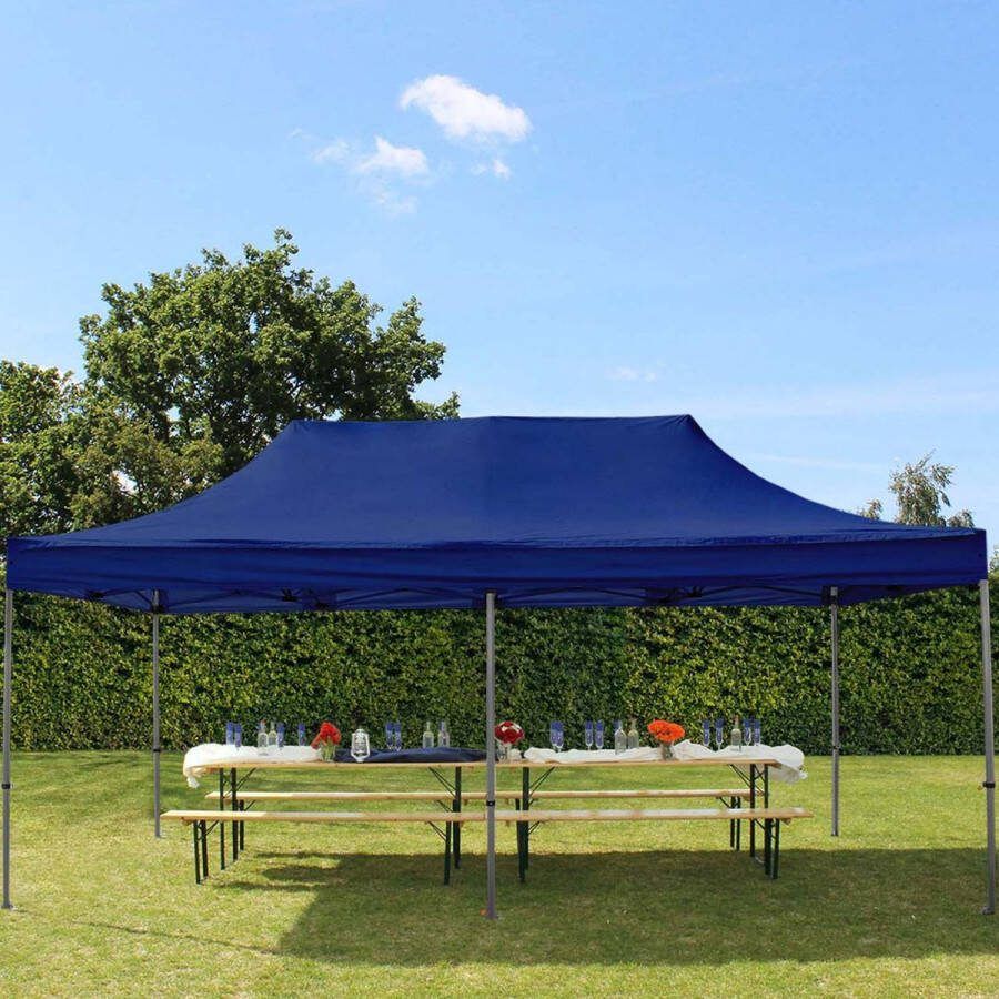 TOOLPORT 3x6 m Easy Up partytent Vouwpaviljoen PREMIUM staal 40mm blauw