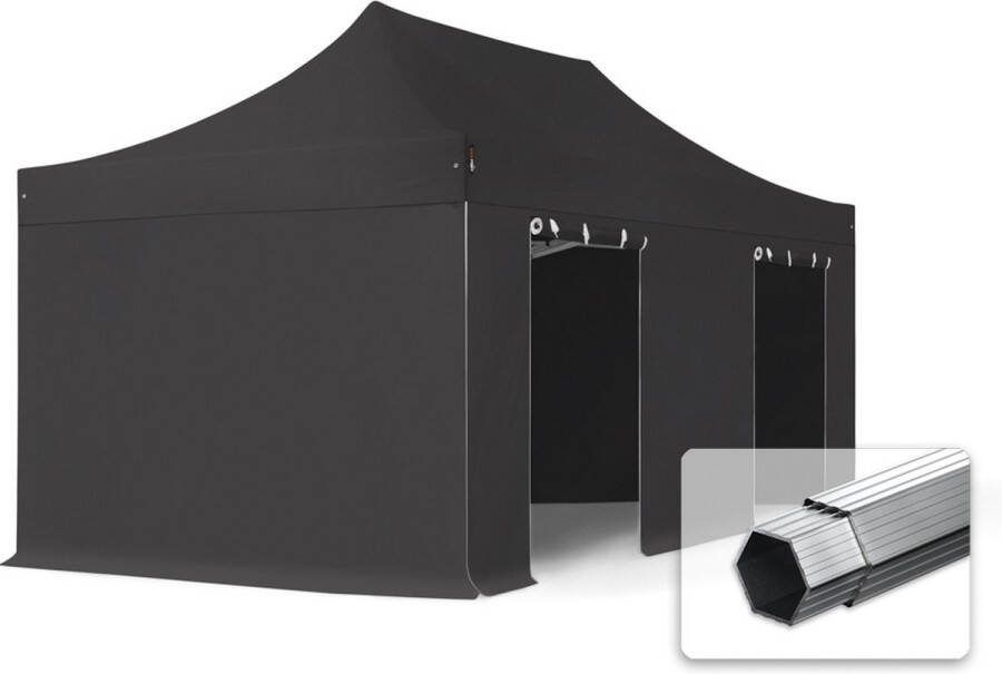 TOOLPORT 3x6 m Easy Up partytent Vouwpaviljoen PVC brandvertragend PROFESSIONAL alu 40mm zwart