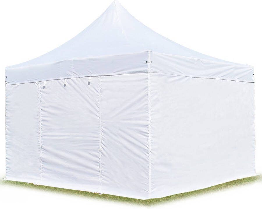 TOOLPORT 4x4 m Easy Up partytent Vouwpaviljoen PVC brandvertragend met zijwanden PROFESSIONAL alu 40mm wit
