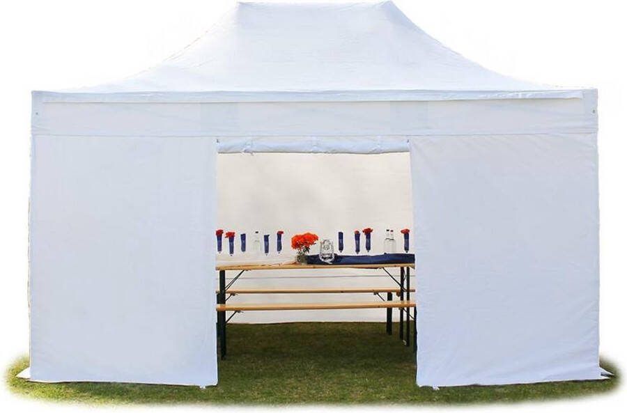 TOOLPORT 4x6 m Easy Up partytent Vouwpaviljoen met zijwanden PROFESSIONAL alu 50 mm wit
