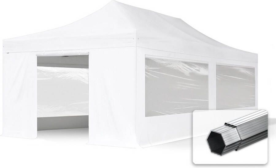 TOOLPORT 4x8 m Easy Up partytent Vouwpaviljoen met zijwanden (4 panorama) PROFESSIONAL alu 50 mm wit
