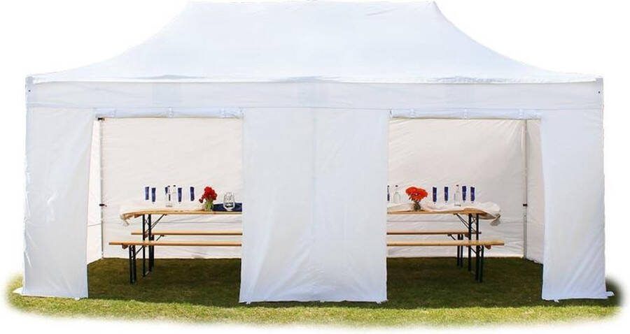 TOOLPORT 4x8 m Easy Up partytent Vouwpaviljoen met zijwanden PROFESSIONAL alu 50 mm wit