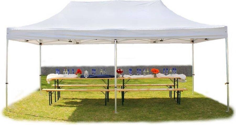 TOOLPORT 4x8 m Easy Up partytent Vouwpaviljoen PROFESSIONAL alu 50 mm wit