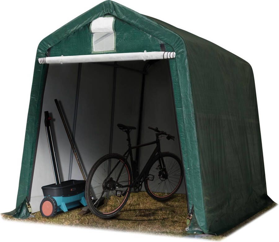 TOOLPORT Garagentent carport 2 4 x 3 6 m beschutting opslagtent met ca. 260 g m² zeil staal groen