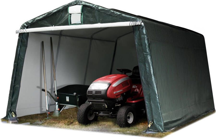TOOLPORT Garagentent carport 3 x 4 8 m beschutting opslagtent met ca. 260 g m² zeil staal groen