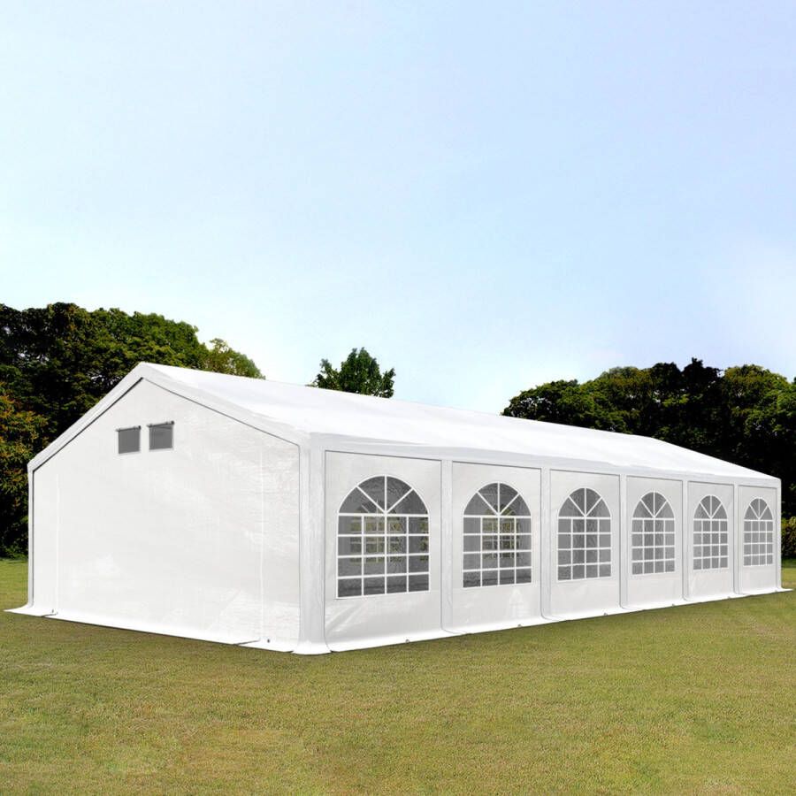 TOOLPORT partytent 6x12 m in wit Professioneel PE-zeil 550 N Waterdichte UV-bescherming met GRONDFAME Tuin