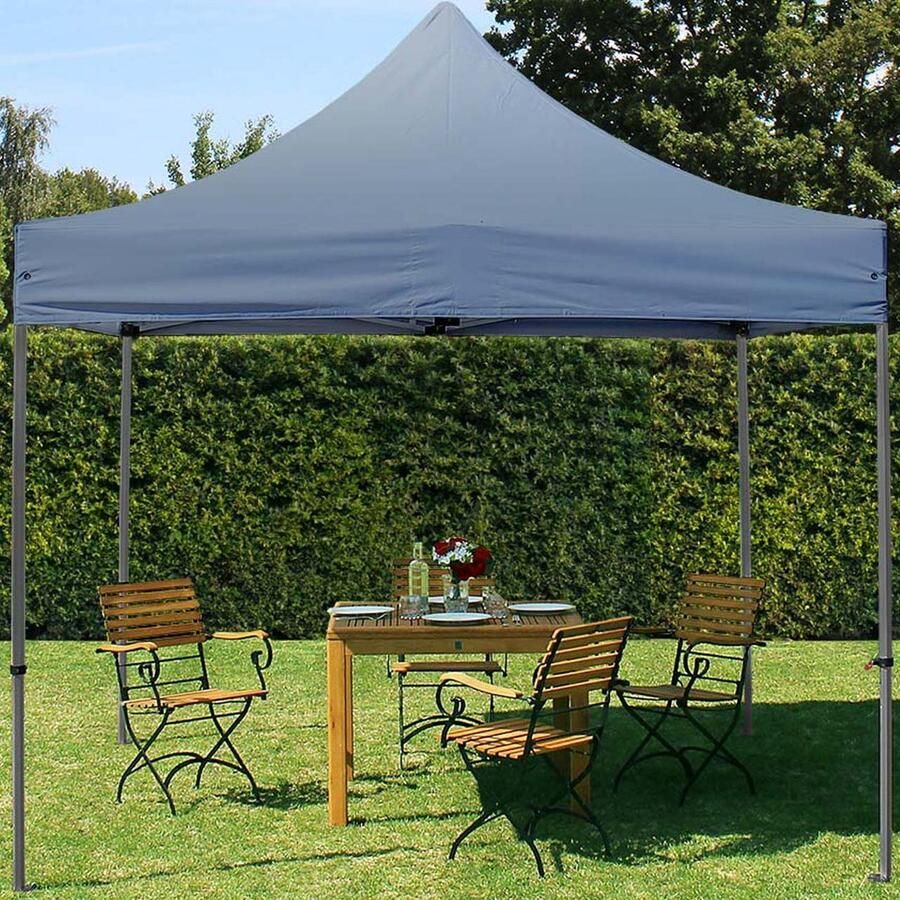 TOOLPORT 3x3 m Easy Up partytent Vouwpaviljoen PREMIUM staal 40mm donkergrijs