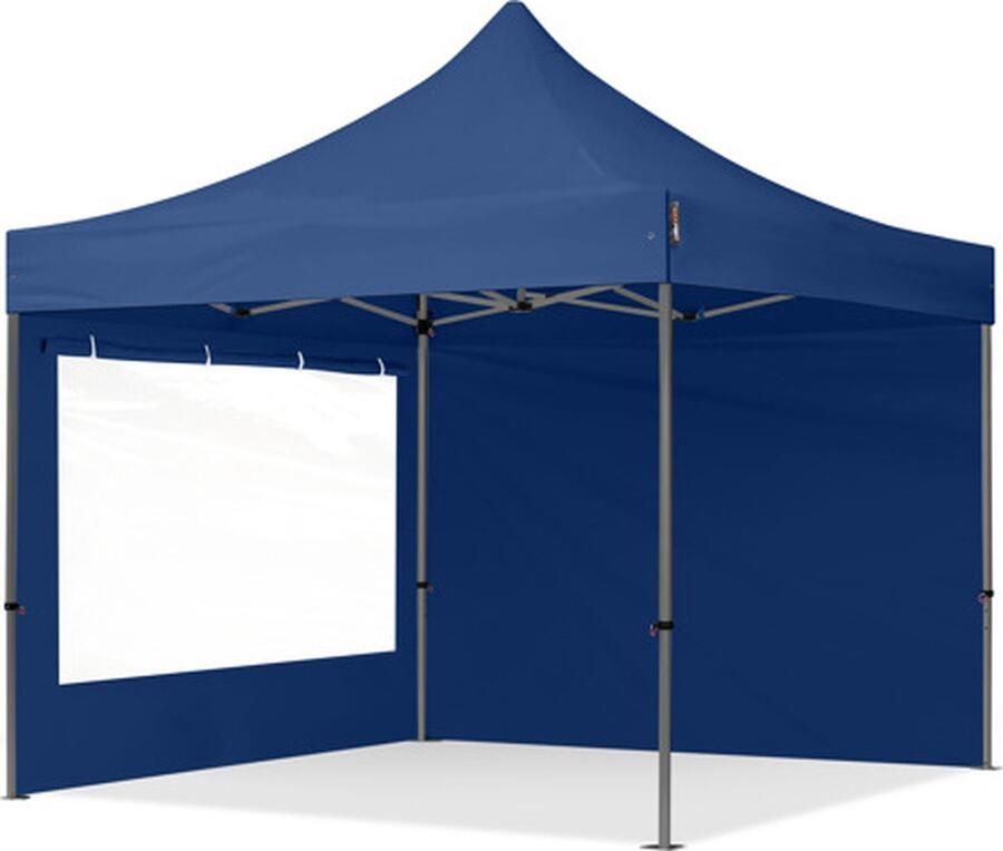 TOOLPORT 3x3 m Easy Up partytent Vouwpaviljoen PREMIUMstaal 40mm met zijwanden (panorama) blauw