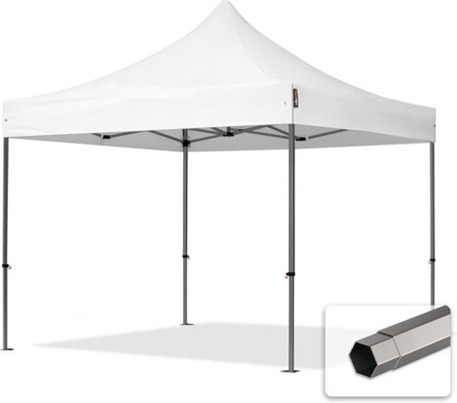 TOOLPORT 3x3 m Easy Up partytent Vouwpaviljoen PVC brandvertragend PREMIUM staal 40mm wit
