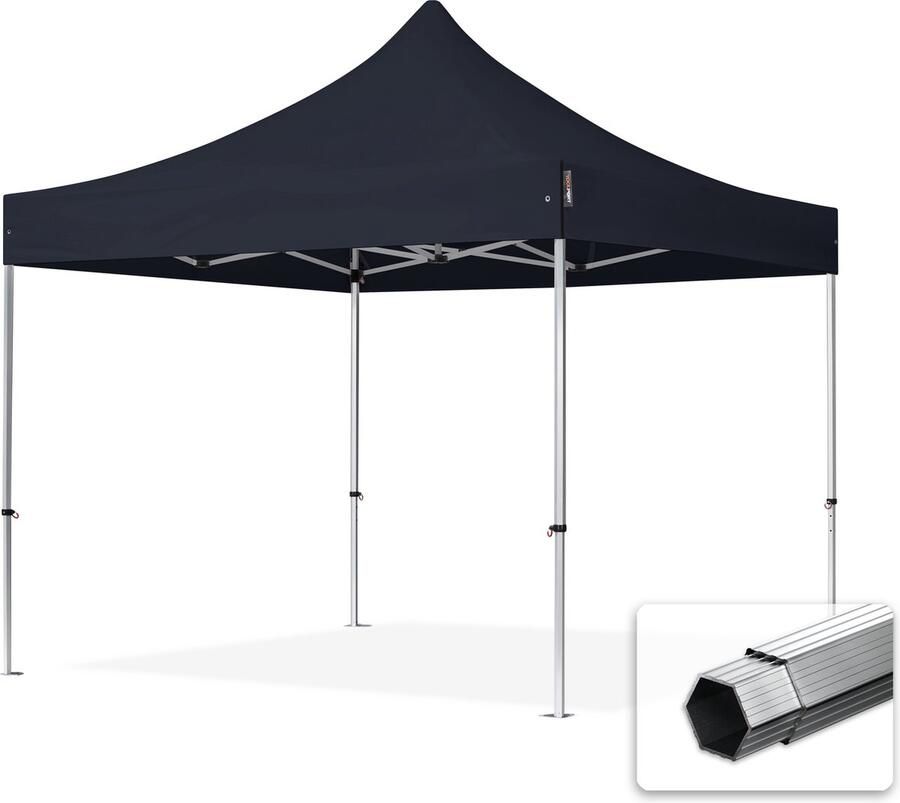 TOOLPORT 3x3 m Easy Up partytent Vouwpaviljoen PVC brandvertragend PROFESSIONAL alu 40mm zwart