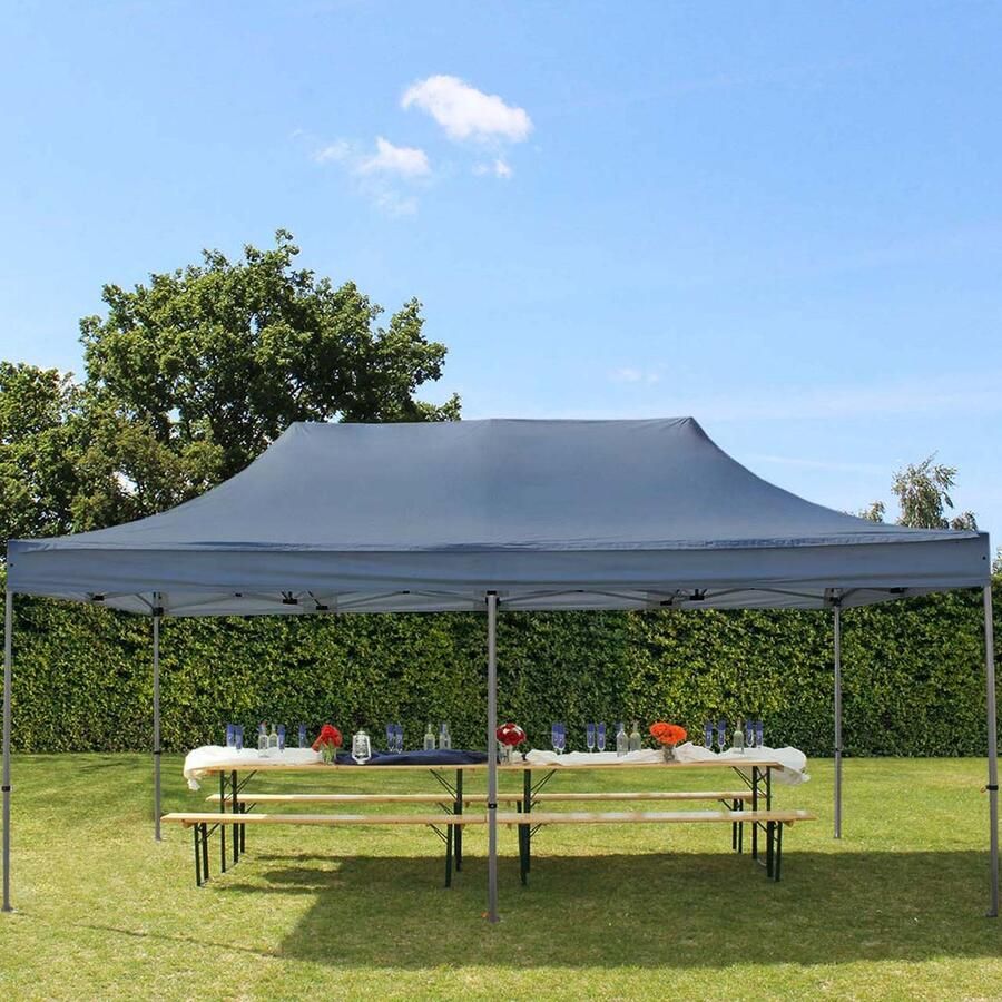TOOLPORT 3x6 m Easy Up partytent Vouwpaviljoen PREMIUM staal 40mm donkergrijs