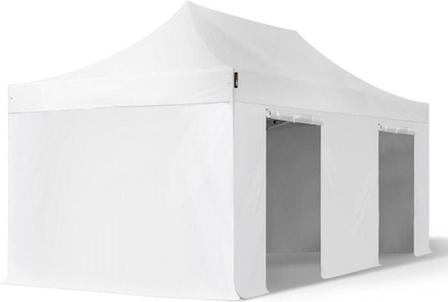 TOOLPORT 3x6 m Easy Up partytent Vouwpaviljoen PVC brandvertragend met zijwanden PREMIUM staal 40mm wit
