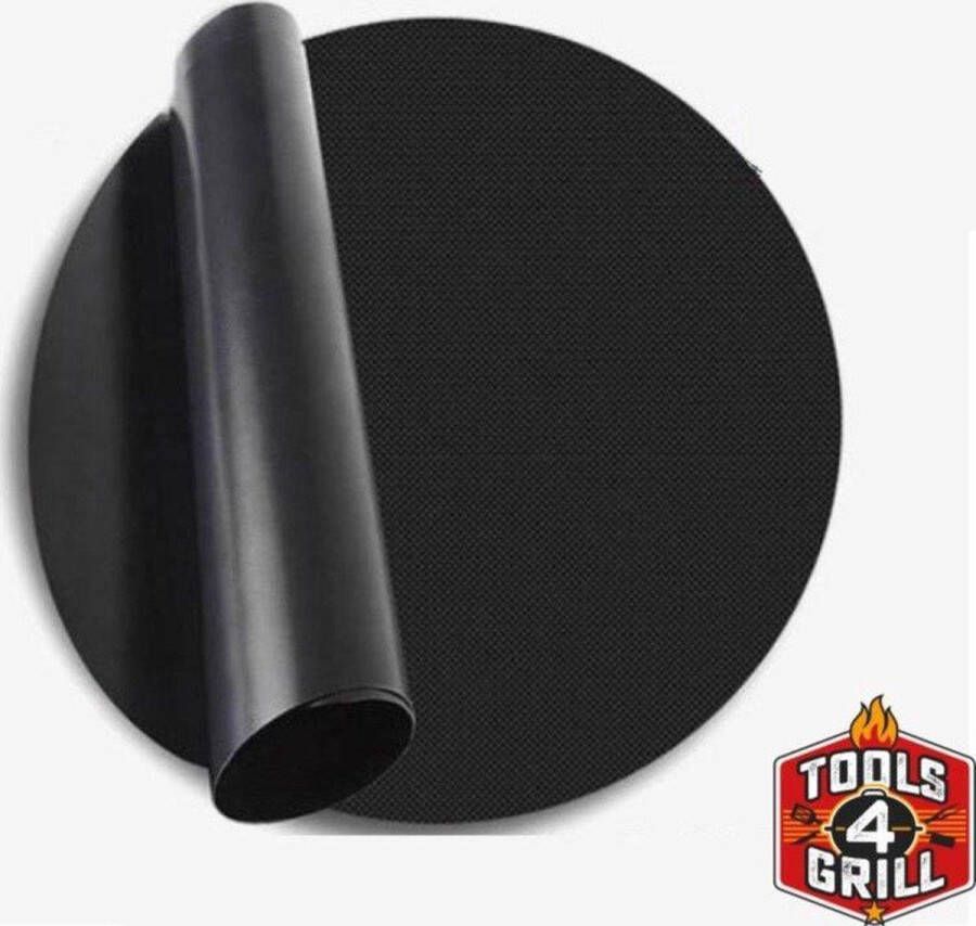 Tools4grill Grillfolie antieaanbakfolie Non stick XXL Teflon BBQ grilmat rond XXL 24 INCH 60 CM