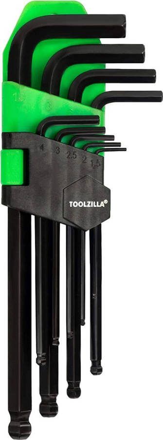 Toolzilla inbussleutelset 9-delige inbussleutelset met geavanceerd kogeluiteindeontwerp en nauwkeurig bewerkte punten voor eenvoudige bevestiging hogere sterkte en duurzaamheid (fietsgereedschap)
