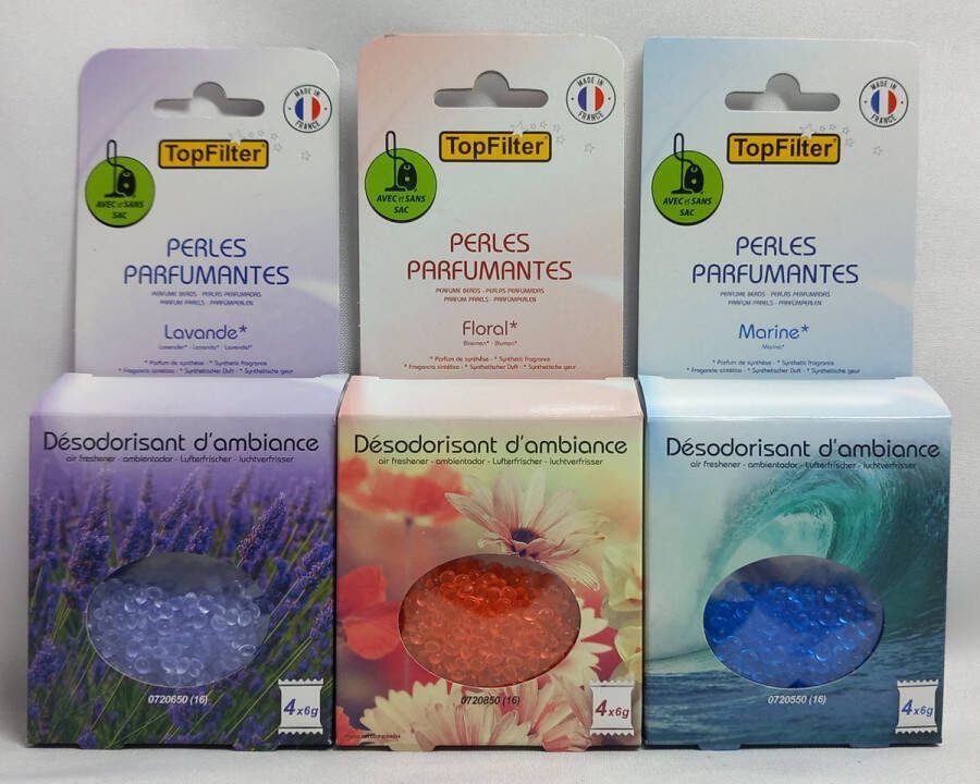 Top Filter Geurparels Voor Stofzuiger Drie Verschillende Geurkorrels Lavendel Bloemen & Zeelucht Stofzuigerverfrisser Geschikt voor Stofzuigerzak 4 Zakjes Per Verpakking