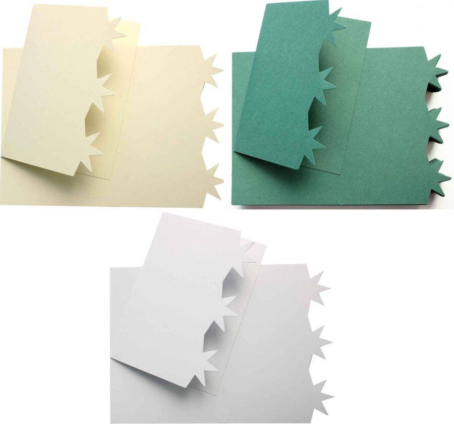 Top-Hobby Dubbele Kaarten Set Met Kerst Ster Relief 40 Stuks 3 Kleuren Met witte enveloppen Maak wenskaarten voor elke gelegenheid