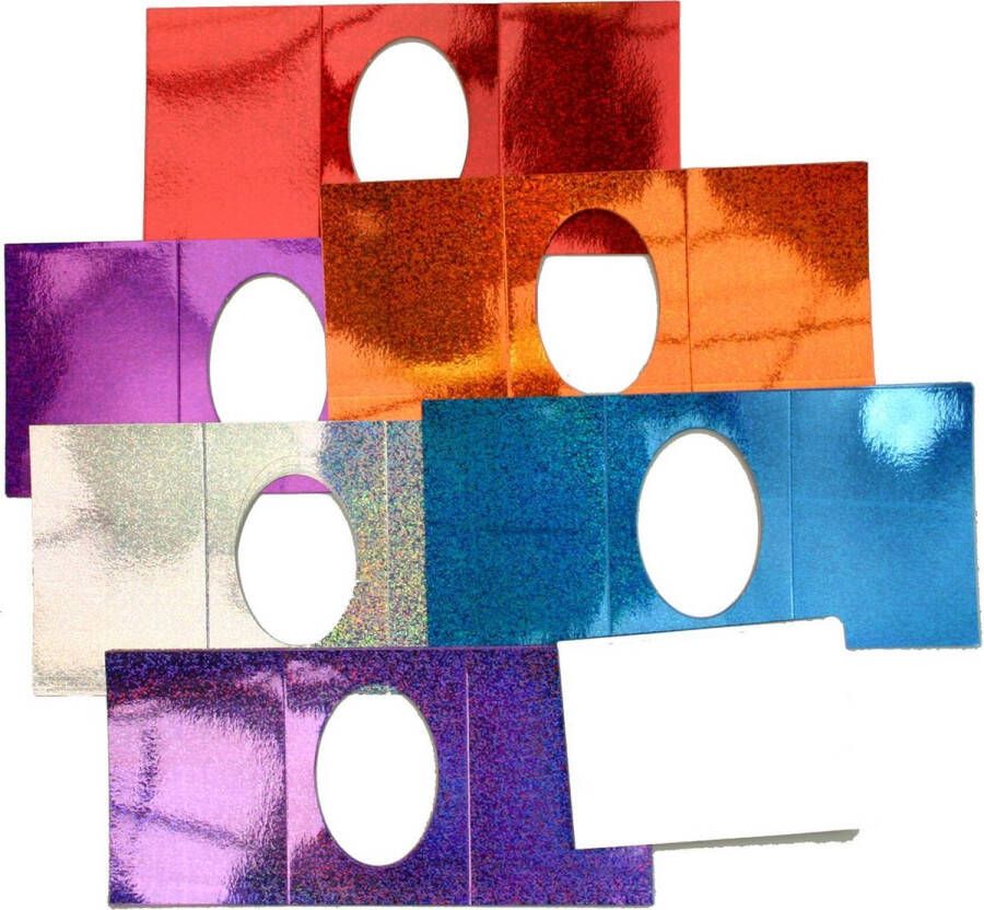 Top-Hobby Ovaal Passe Partout Kaarten – 6 verschillende Holografische Kleuren – 3delig 60 Kaarten met 60 Enveloppen – Maak wenskaarten voor elke gelegenheid en natuurlijk kerstkaarten