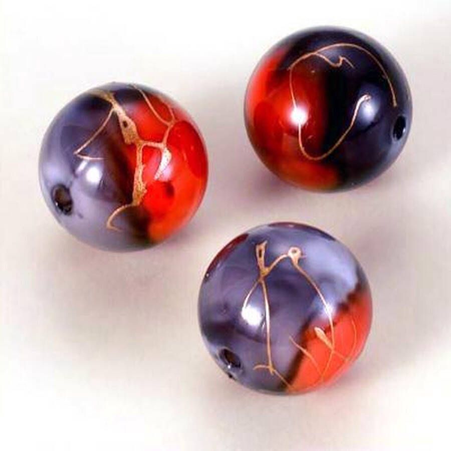 Top-Hobby Rond Oil Paint Jewelry Beads Zwart Oranje 36 Stuks 18mm