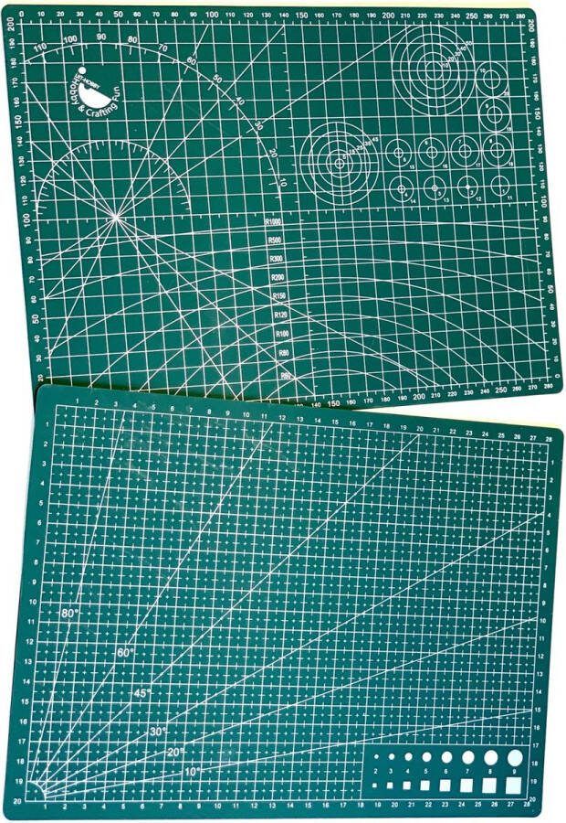Top-Hobby Set van 2 Snijmatten A4 en A3 formaat Groen Snijmat voor allerlei hobbies. Ze zijn perfect om papier stof folie en zeer veel ander materiaal op te snijden