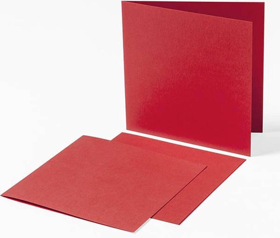 Top-Hobby Vierkante Kaarten Set 13 5 x 13 5 cm 40 Kaarten en 40 witte Enveloppen – Rood met Linnen Relief Maak wenskaarten voor elke gelegenheid